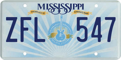 MS license plate ZFL547