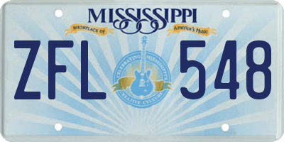 MS license plate ZFL548