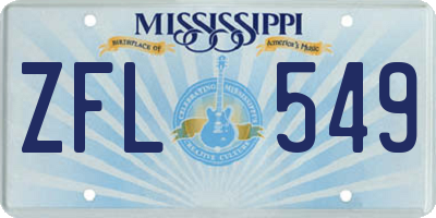 MS license plate ZFL549