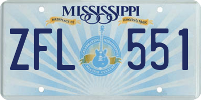 MS license plate ZFL551