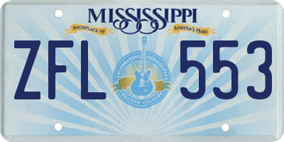 MS license plate ZFL553