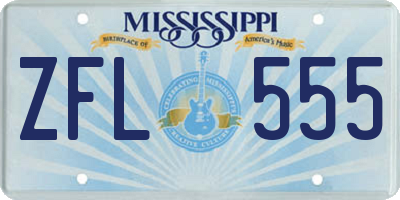 MS license plate ZFL555