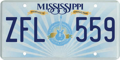 MS license plate ZFL559