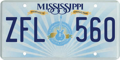 MS license plate ZFL560