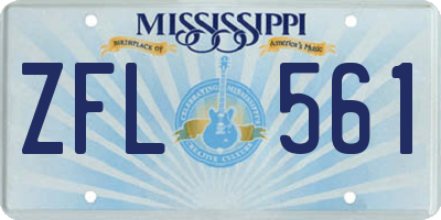 MS license plate ZFL561
