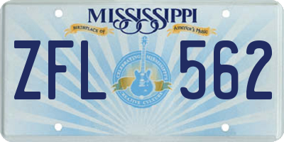 MS license plate ZFL562