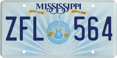 MS license plate ZFL564