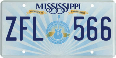 MS license plate ZFL566