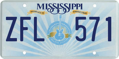 MS license plate ZFL571