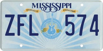 MS license plate ZFL574