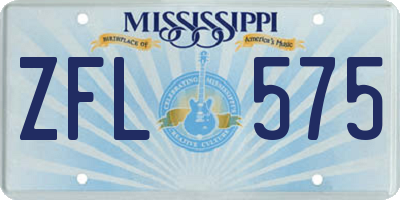 MS license plate ZFL575