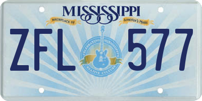 MS license plate ZFL577