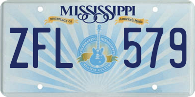 MS license plate ZFL579