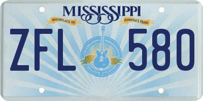MS license plate ZFL580