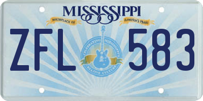 MS license plate ZFL583