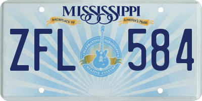 MS license plate ZFL584