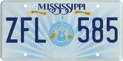 MS license plate ZFL585