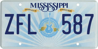 MS license plate ZFL587