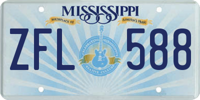 MS license plate ZFL588