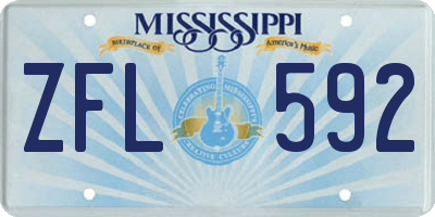 MS license plate ZFL592