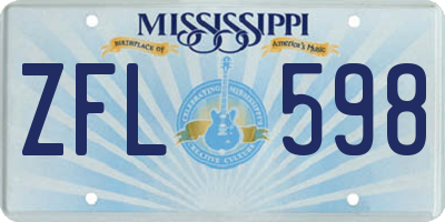 MS license plate ZFL598