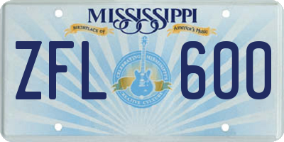 MS license plate ZFL600