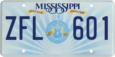 MS license plate ZFL601
