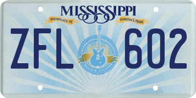 MS license plate ZFL602