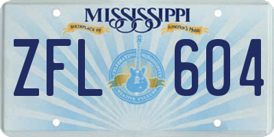 MS license plate ZFL604