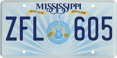 MS license plate ZFL605