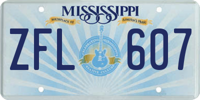 MS license plate ZFL607