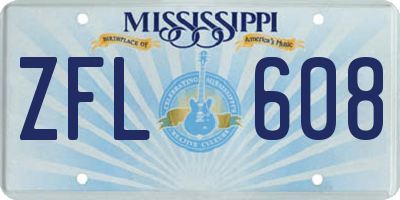 MS license plate ZFL608