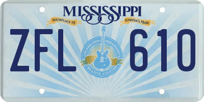 MS license plate ZFL610
