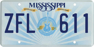 MS license plate ZFL611