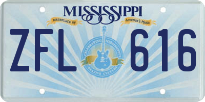 MS license plate ZFL616