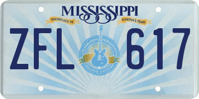MS license plate ZFL617