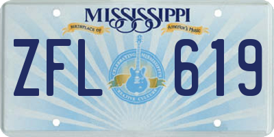 MS license plate ZFL619
