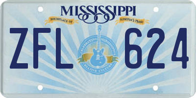 MS license plate ZFL624