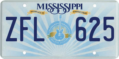 MS license plate ZFL625