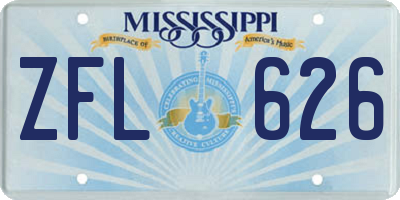 MS license plate ZFL626