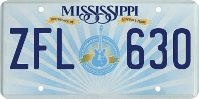 MS license plate ZFL630