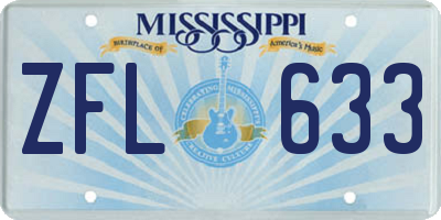 MS license plate ZFL633