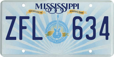 MS license plate ZFL634
