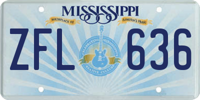 MS license plate ZFL636
