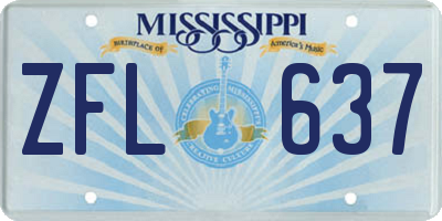 MS license plate ZFL637
