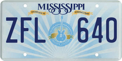 MS license plate ZFL640