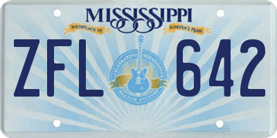 MS license plate ZFL642