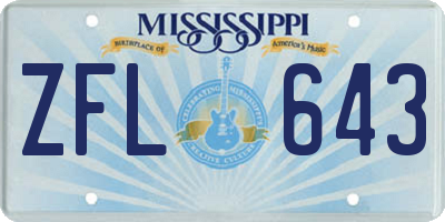 MS license plate ZFL643