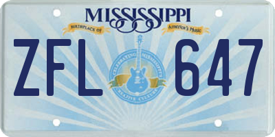 MS license plate ZFL647