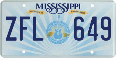 MS license plate ZFL649